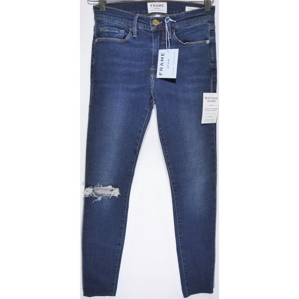 FRAME Le Skinny De Jeanne with Raw Hem in Jolie
